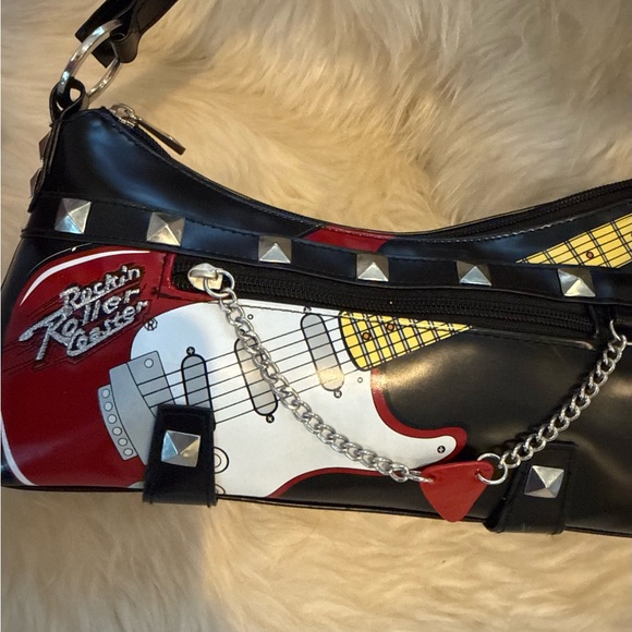 Disney Aerosmith Rockin Roller Coaster Bag Black and Red Studded Collector Piece - Picture 3 of 12